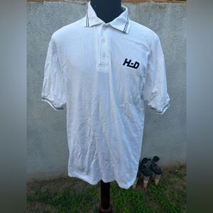 PreOwned Harley Davidson Polo Shirt Golf White Embroidered Men's L